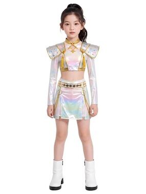 K-Pop Demon Hunter -Zoey - Iridescent Pearl Crop Jacket with Gold Trim